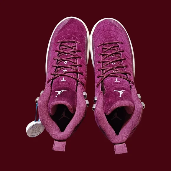 🚻6.5Y US—Air Jordan 12 Retro BG 2017 [BORDEAUX/SAIL–METALLIC SILVER] 153265–617 - Picture 5 of 11